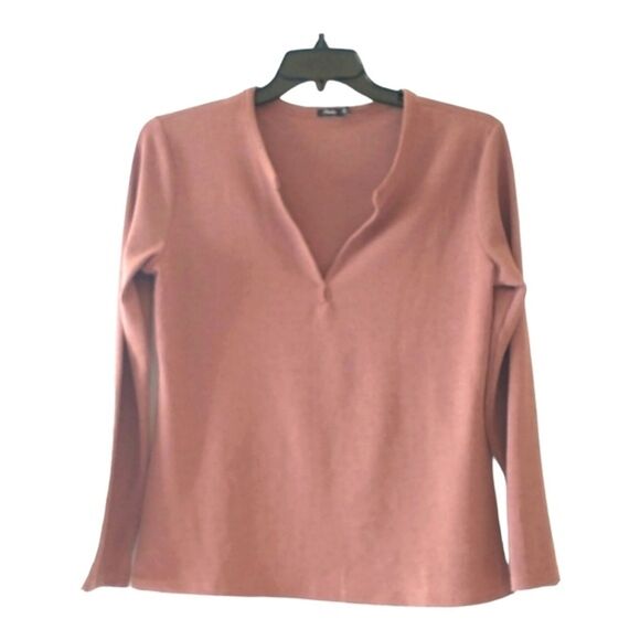 Woman's Waffle Knit Henley Top V-Neck Neutral Brown XL Gorpcore Fall Normcore - Picture 10 of 12